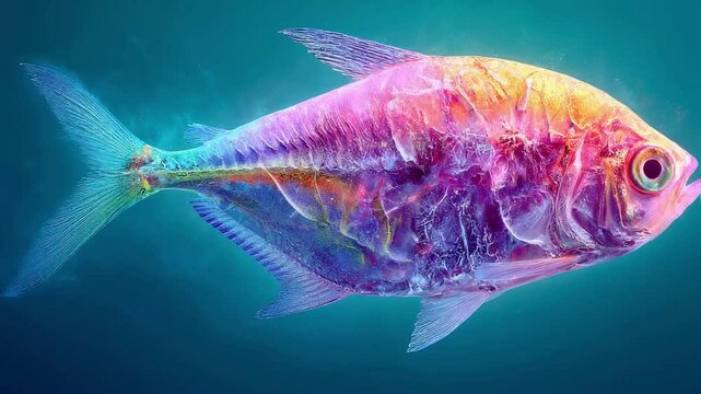 Iridescent Rainbow Fish in Vibrant Underwater Scene
