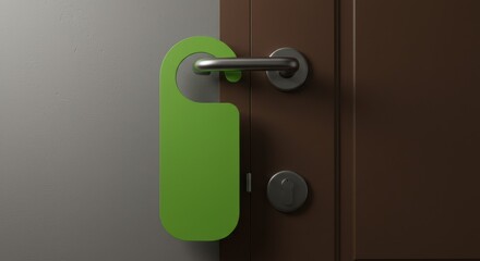 Obraz premium Stylish Green Door Hanger and Modern Door Handle in Minimalist Interior Design Setting