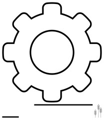 Gearwheel shape combined with wheat and simple lines, symbolizing agriculture, industry, process, and connection concepts. Ideal for engineering, industry, growth, teamwork productivity agritech