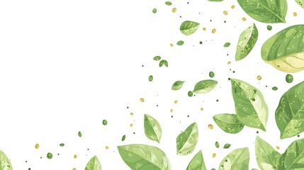A minimalistic vector illustration featuring fresh basil leaves and seeds, isolated on a white background with clean lines.
