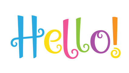 HELLO! colorful vector hand lettering banner