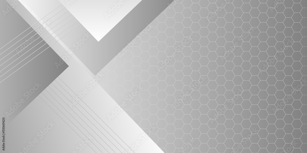 Poster white and grey gradient background abstract vector. geometri connect line and dots. abstract backgro