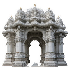 Obraz premium Intricate white marble torana gateway of an indian temple on transparent background