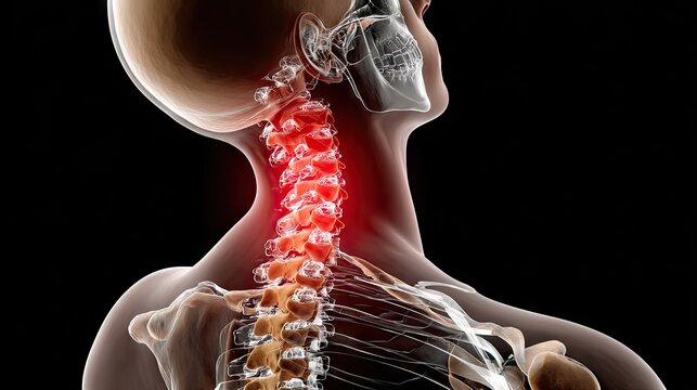 Neck pain spinal column illustration