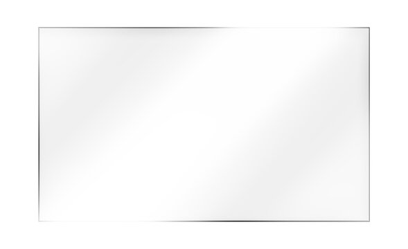 Transparent, shiny glass sheet. Transparent plastic panel. Glare and reflections on the transparent surface. Showcase. Cut out