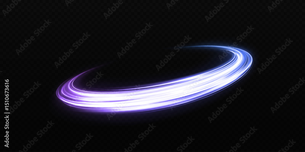 Wall mural magical vortex of a curved light trail. high-speed light trails effect. sparkling flow of comet.