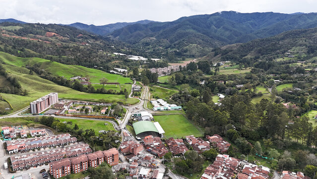Foto a&eacute;rea sobre el municipio de El Retiro, en Antioquia, Colombia