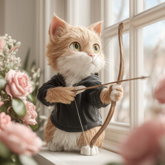 a cat with a bow and arrow