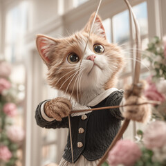 a cat with a bow and arrow