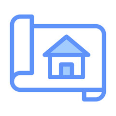 House Sketch Outline Blue Color Icon