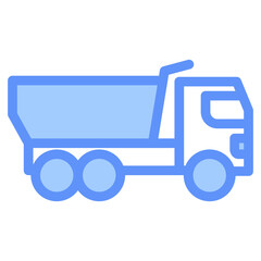 Dump Truck Outline Blue Color Icon