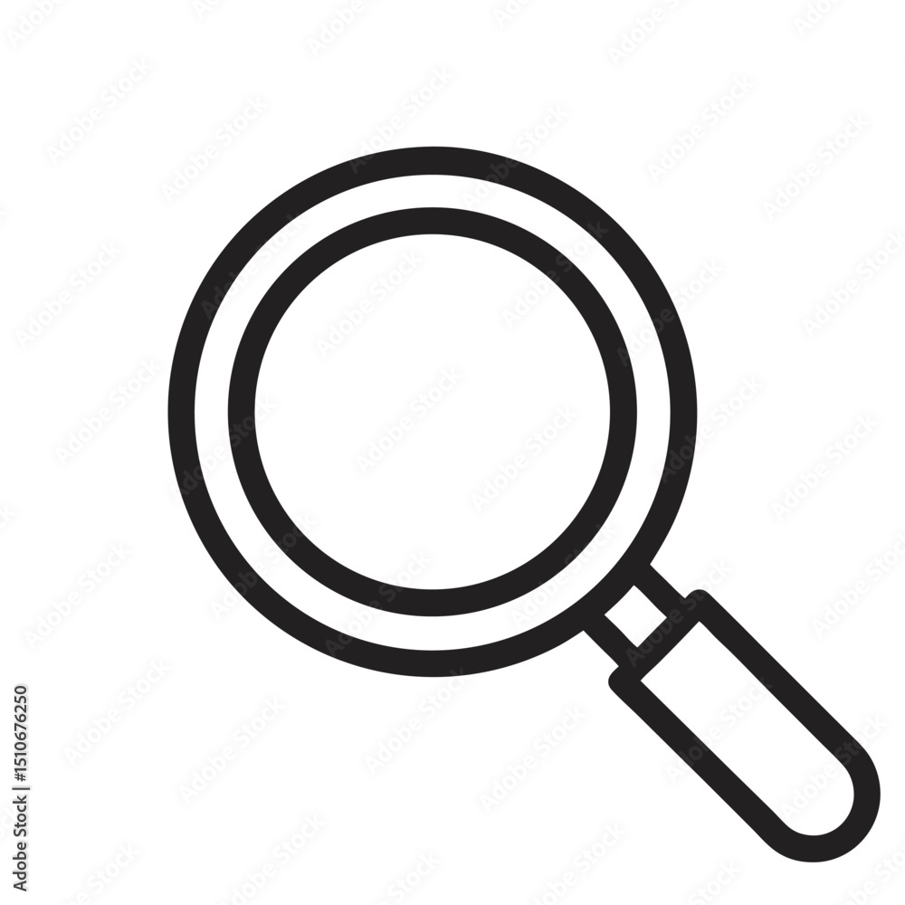 Poster vector magnifying glass icon: an isolated black optical tool for searching and enlarging objects