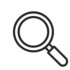 Vector magnifying glass icon: an isolated black optical tool for searching and enlarging objects