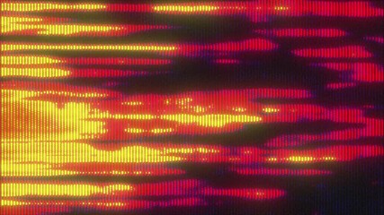 4K Seamless loop of red and yellow glitch distortion with pixelated CRT scanlines, analog video noise and digital flicker for motion graphics overlay, screen mode, retro cyber aesthetic tech effect - Powered by Adobe