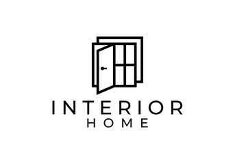 door and window logo. home furniture interior decoration vector design concept	
