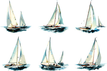 Fototapeta premium sailboats sailing on the ocean watercolor style