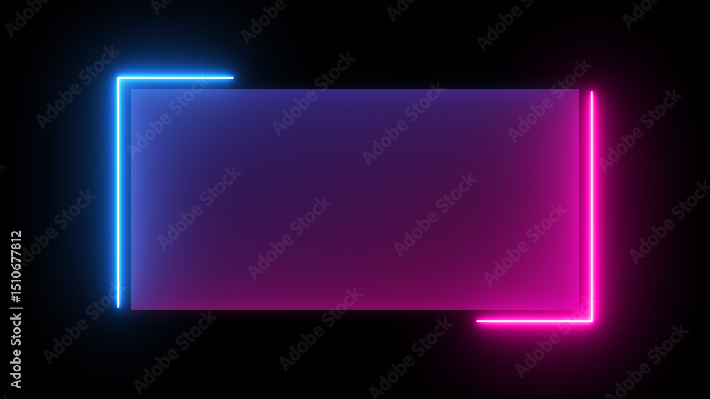Poster abstract glowing neon rectangle border frame looping background. neon effect rectangle frame backgro