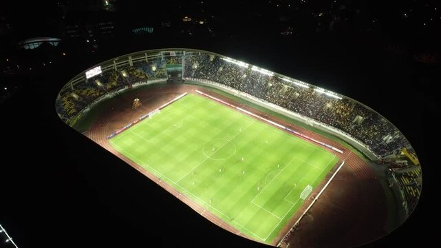 Aerial Manahan Football stadium in Solo City Central Java, Indonesia.