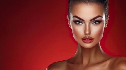 Confident Woman with Solid Color Background