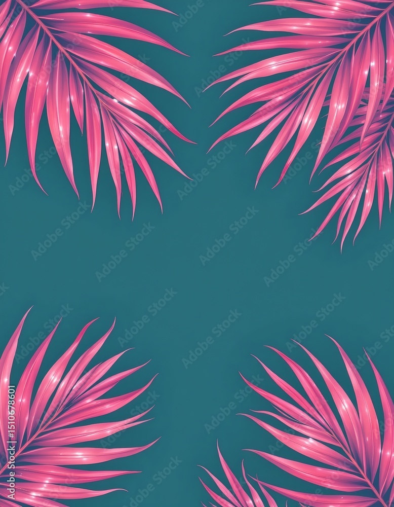 Aufkleber pink palm leaf pattern texture abstract background position: positioned on the right side style: vin