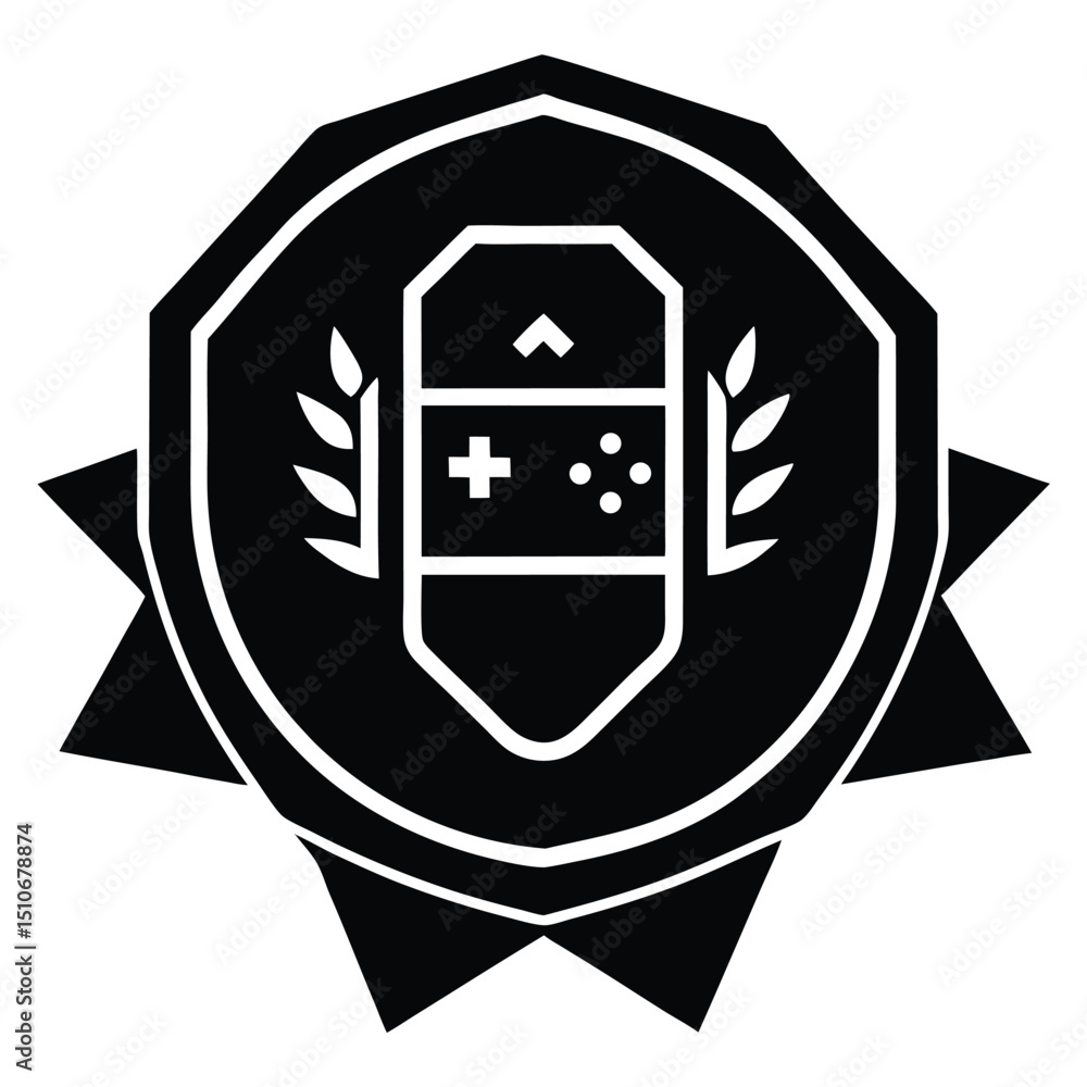 Poster game developer element isolated achievement badge on white background