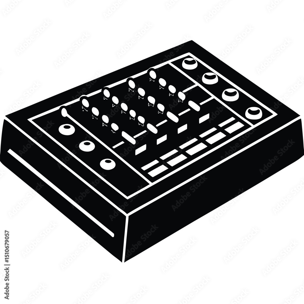 Poster game developer element isolated audio mixer board on white background