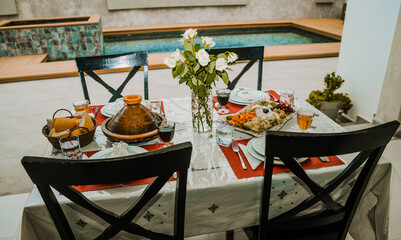 Moroccan Poolside Dining Setup with Traditional Tagine and Decor May 29,2025
