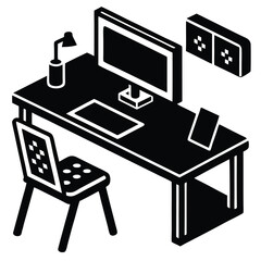 game developer element isolated coding desk setup on white background