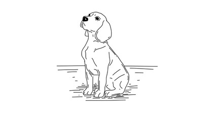 a dog looking up - handdrawn style
