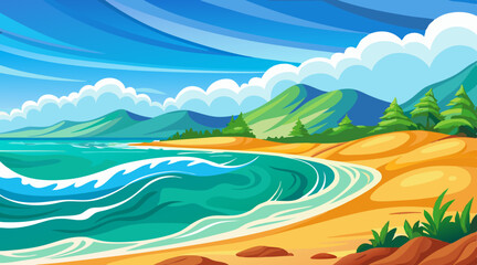 Obraz premium tropical beach with palm trees