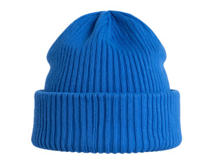 Blue Knitted Beanie Hat isolated transparent background Png
