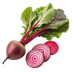 Nutritious Beetroot and Leafy Greens Arrangement for Healthy Eating, isolated transparent background Png, AI Generative