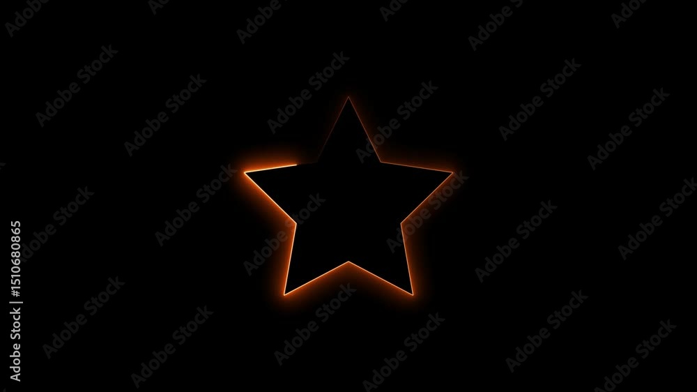 Poster like button neon bright orange color animation. abstract rectangle frame like icon animation on blac