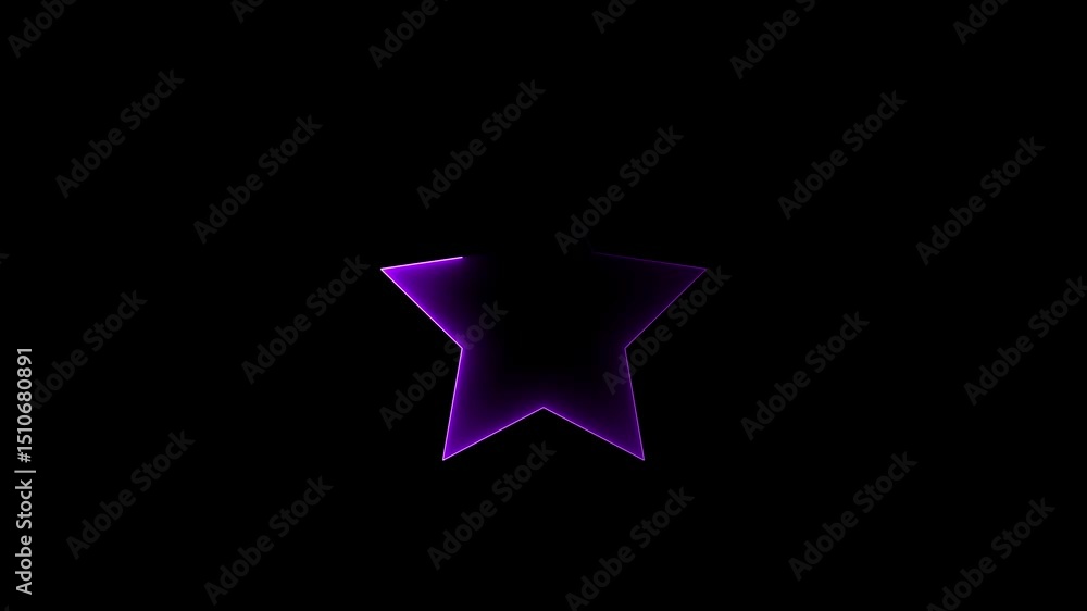 Aufkleber like button neon bright purple color animation. abstract rectangle frame like icon animation on blac