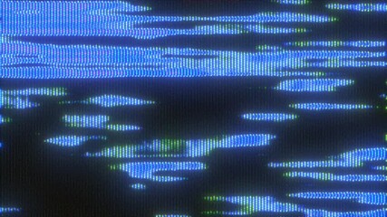 4K Seamless loop of blue glitch distortion with pixelated CRT scanlines and analog video noise, fluid signal artifacts for motion graphics overlay, screen mode, retro cyber visual texture - Powered by Adobe