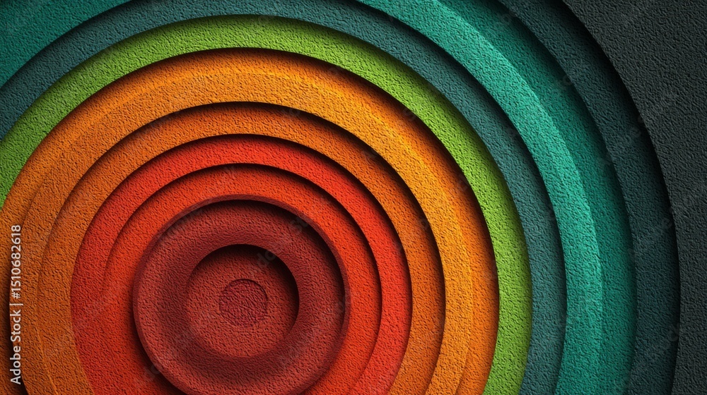 Poster dynamic radial background with deep shadows and organic rough texture in rainbow palette
