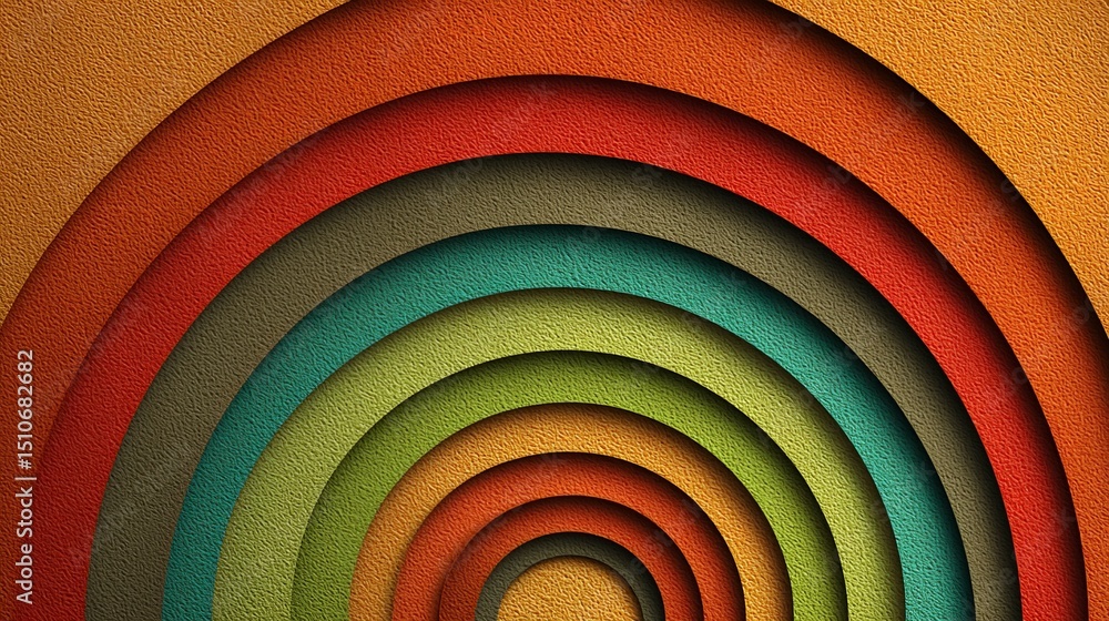 Poster retro-inspired abstract circular waves in natural gradient and rough surface design