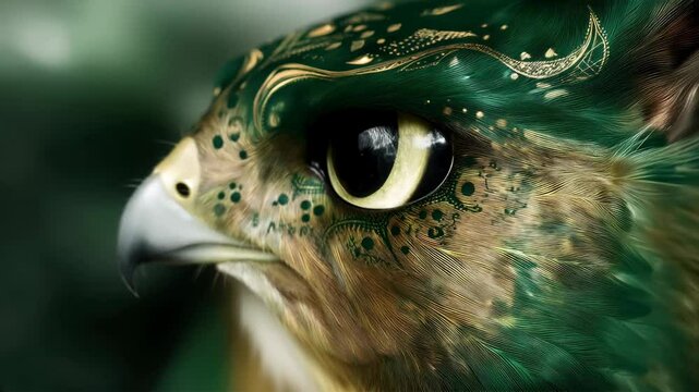 Intense Gaze: Falcon Profile with Dynamic Line Art