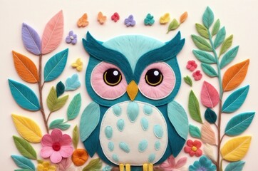 Colorful owl decoration surrounded by vibrant floral elements created with paper crafting techniques