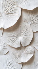 White decorative lotus leaves with detailed embossed texture.