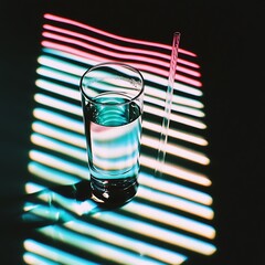 Captivating interplay of light, water, and glass in an artistic composition