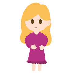 Sad Cartoon Girl Standing PNG Illustration