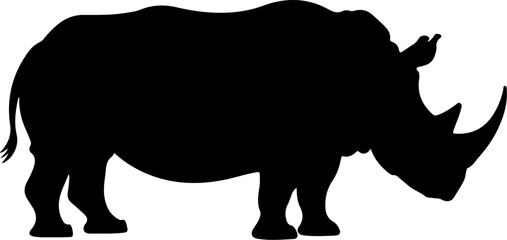 Rhino vector illustration featuring a wild animal silhouette on a white background