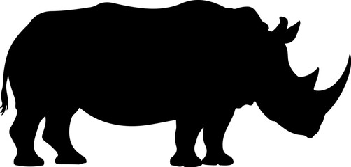 Rhino vector illustration featuring a wild animal silhouette on a white background