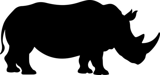 Rhino vector illustration featuring a wild animal silhouette on a white background