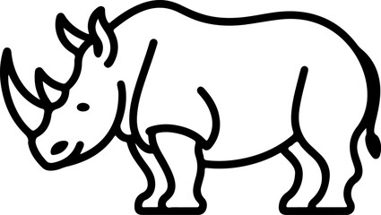 Rhino vector illustration featuring a wild animal silhouette on a white background