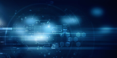 2d illustration Abstract futuristic electronic circuit technology background