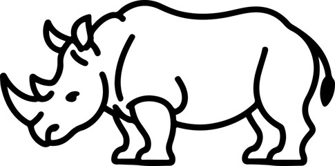 Rhino vector illustration featuring a wild animal silhouette on a white background