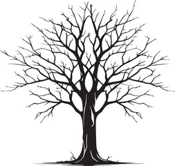 Leafless Tree Silhouette Vector on White Background