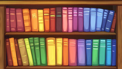 Naklejka premium Colorful library shelf symbolizing knowledge and business success